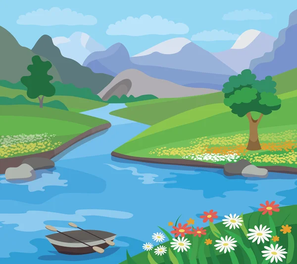 Beautiful  summer landscape (vector illustration) — Stock Vector