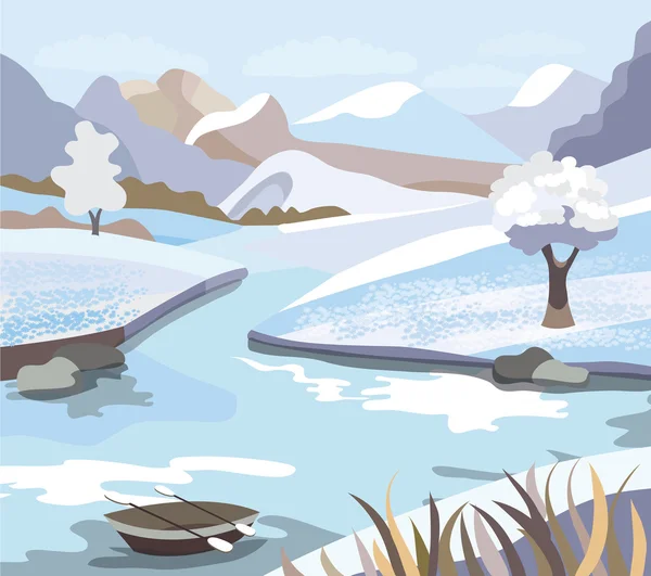美しい冬の風景 (ベクトル イラスト) — ストックベクタ