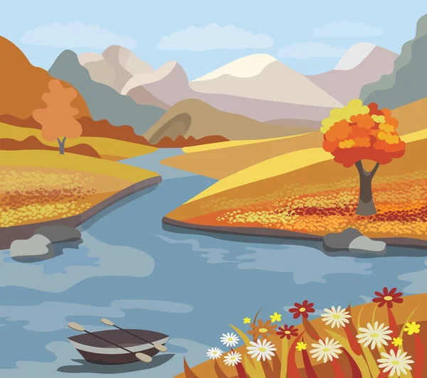 Mooie herfst landschap (vectorillustratie) — Stockvector