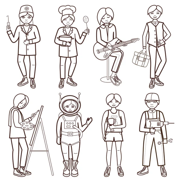 Set of people of different professions (vector illustration ) — Stock Vector