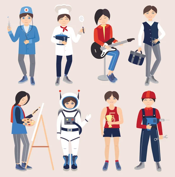 Set of people of different professions (vector illustration ) — Stock Vector