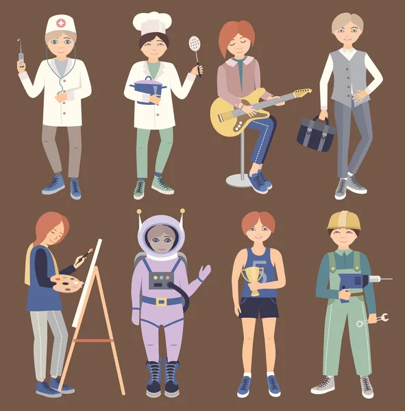 Set mit Menschen unterschiedlicher Berufe (Vektorillustration ) — Stockvektor