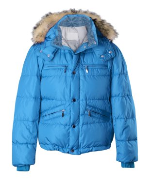 beyaz izole mavi kış ceket