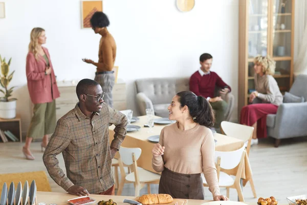 High Angle Portrait Mixed Race Adult Couple Looking Each Other — Stock Photo, Image