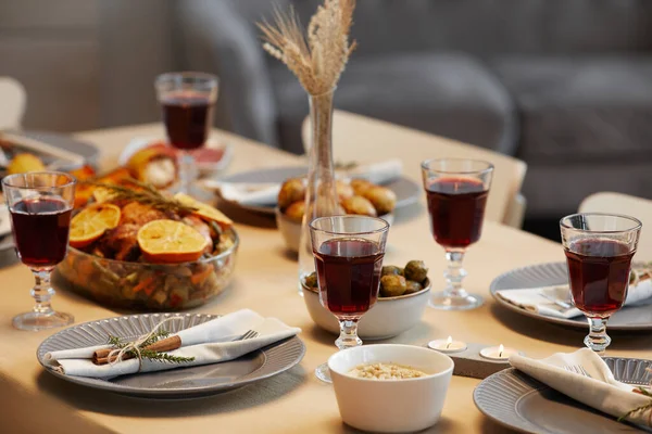 Imagen Fondo Deliciosa Comida Pollo Asado Mesa Acción Gracias Listo — Foto de Stock