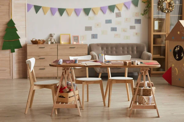 Imagen Fondo Larga Duración Mesa Elaboración Clase Arte Vacío Escuela — Foto de Stock