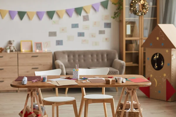 Imagen Fondo Mesa Elaboración Clase Arte Vacío Escuela Espacio Copia — Foto de Stock