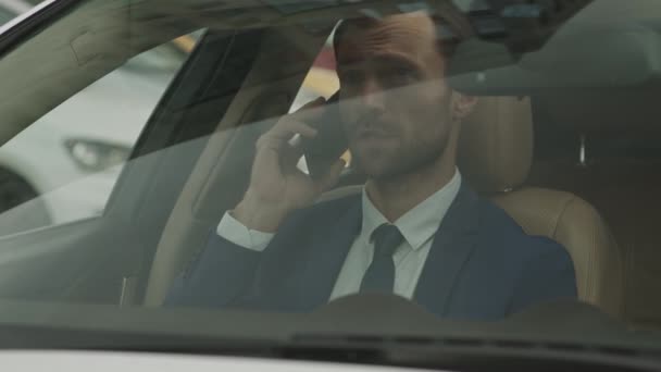 Pecho Hacia Arriba Través Vista Ventana Del Coche Frontal Del — Vídeos de Stock