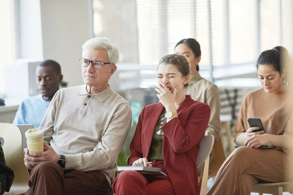 Diverse Group Business People Sitting Chairs Audience Listening Meeting Seminar — Stock Photo, Image