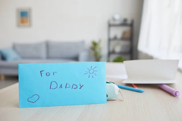 Image Fond Minime Enveloppe Bleue Avec Lettre Pour Papa Cadeau — Photo