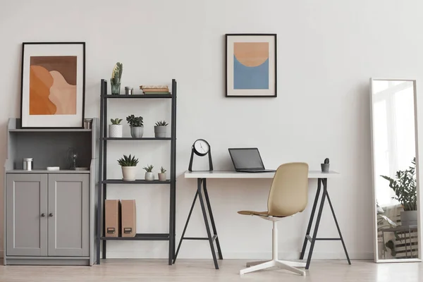 Hintergrund Des Minimalen Home Office Arbeitsplatzes Einer Modernen Wohnung Mit — Stockfoto