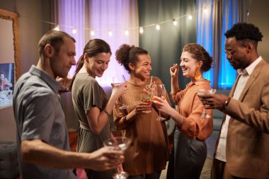 Çok ırklı bir arkadaş grubunda parti ve kokteyllerin keyfini çıkarın.