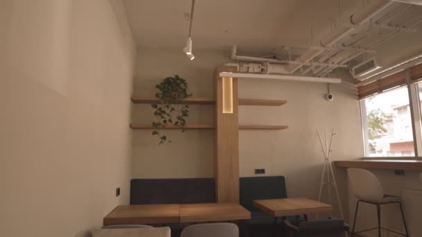 Umkippen Des Innenraums Loft Stil Eines Coffeeshops Dem Tagsüber Keine — Stockvideo