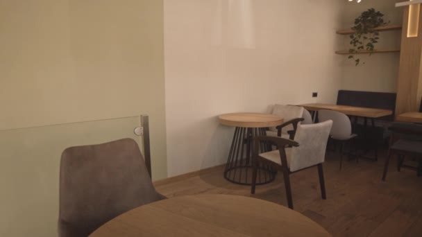 Nachverfolgung Des Innenraums Loft Stil Eines Coffeeshops Dem Tagsüber Keine — Stockvideo