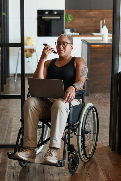 Woman with Disability Working from Home — Stock Fotó