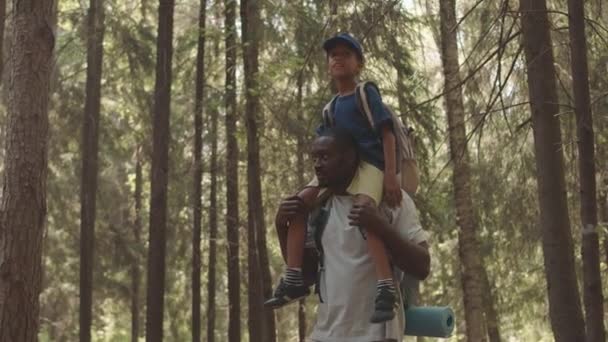 Mittlere Slow Motion Aufnahme Eines Afroamerikanischen Mannes Der Seinen Kleinen — Stockvideo