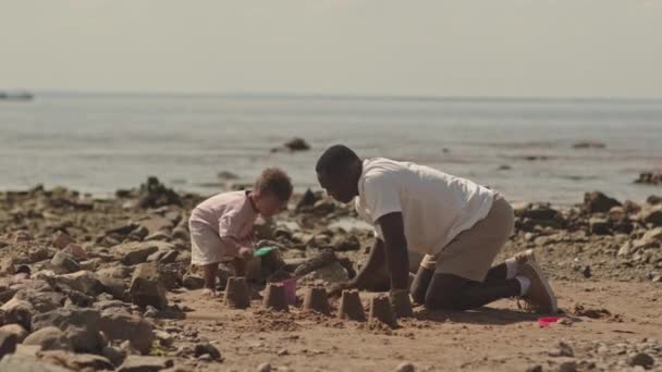 Breites Bild Vom Liebevollen Afroamerikanischen Vater Und Seinem Niedlichen Kleinkind — Stockvideo