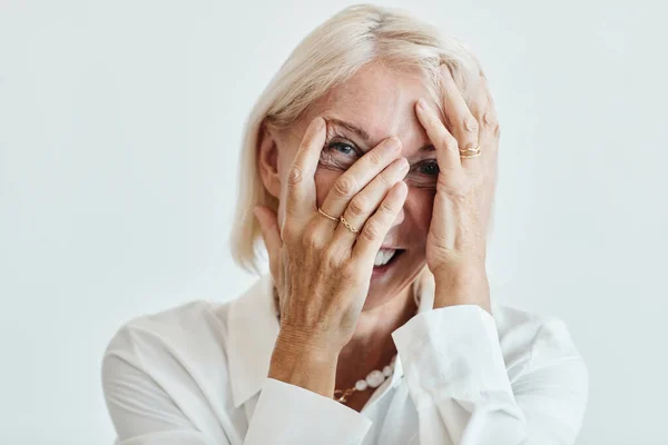 Carefree Mature Businesswoman on White — Stock Photo, Image