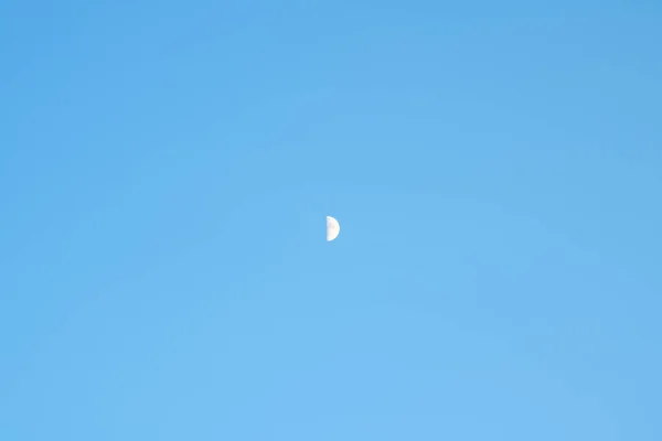 Moon in the blue sky in the evening. Evening landscape