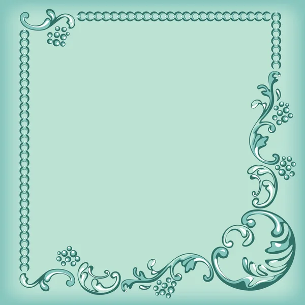 Ornament frame, decorative pattern on turquoise background — Stock Vector