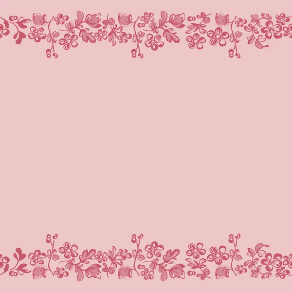 Floral background, pink border edge — Stock Vector