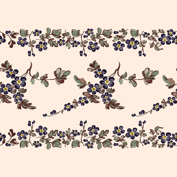 Bordure sans couture motif floral, bord — Image vectorielle