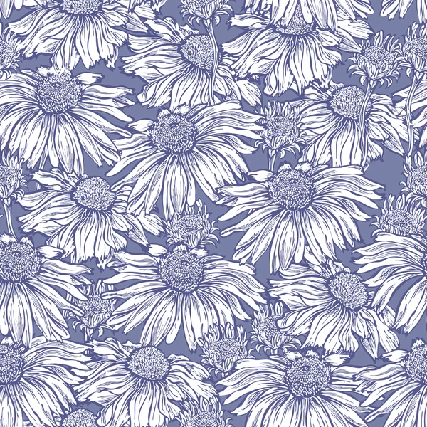 无缝花卉背景与玛格丽特，洋甘菊 — 图库矢量图片