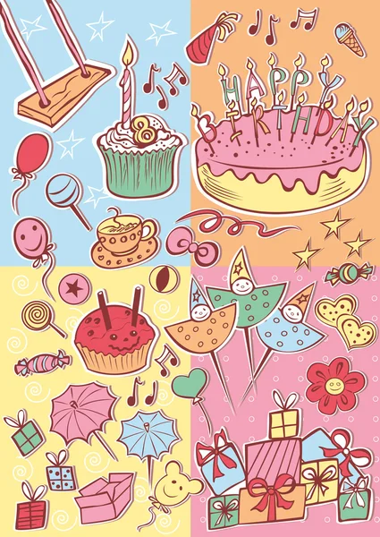 Carte de fête joyeux anniversaire — Image vectorielle