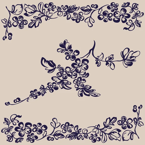 Patrón floral, flor decorativa — Vector de stock