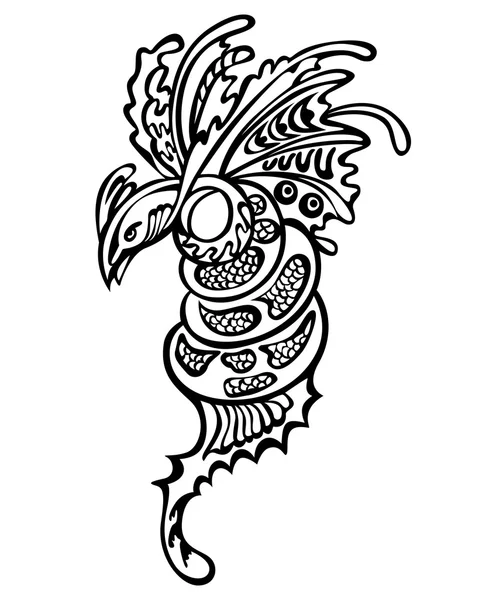 ファンタジー動物ドラゴン鳥の装飾 — ストックベクタ