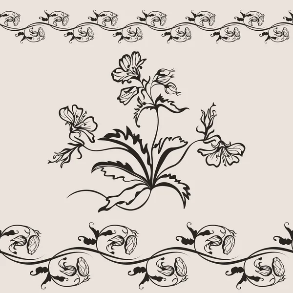 Drawing flowe Seamless pattern banner — Stock Vector
