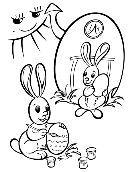 Easter bunny schilderij eieren — Stockvector