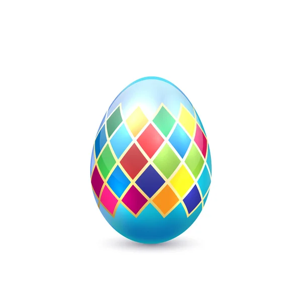 Blue Easter egg with colorful pattern — Stock Vector