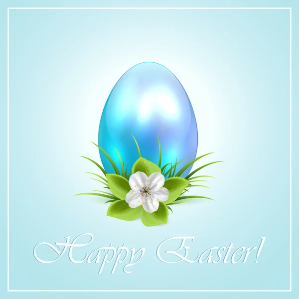 Blue Easter egg and flower — Stock Vector
