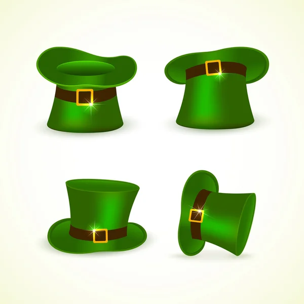 Set van groene kabouter hoeden — Stockvector