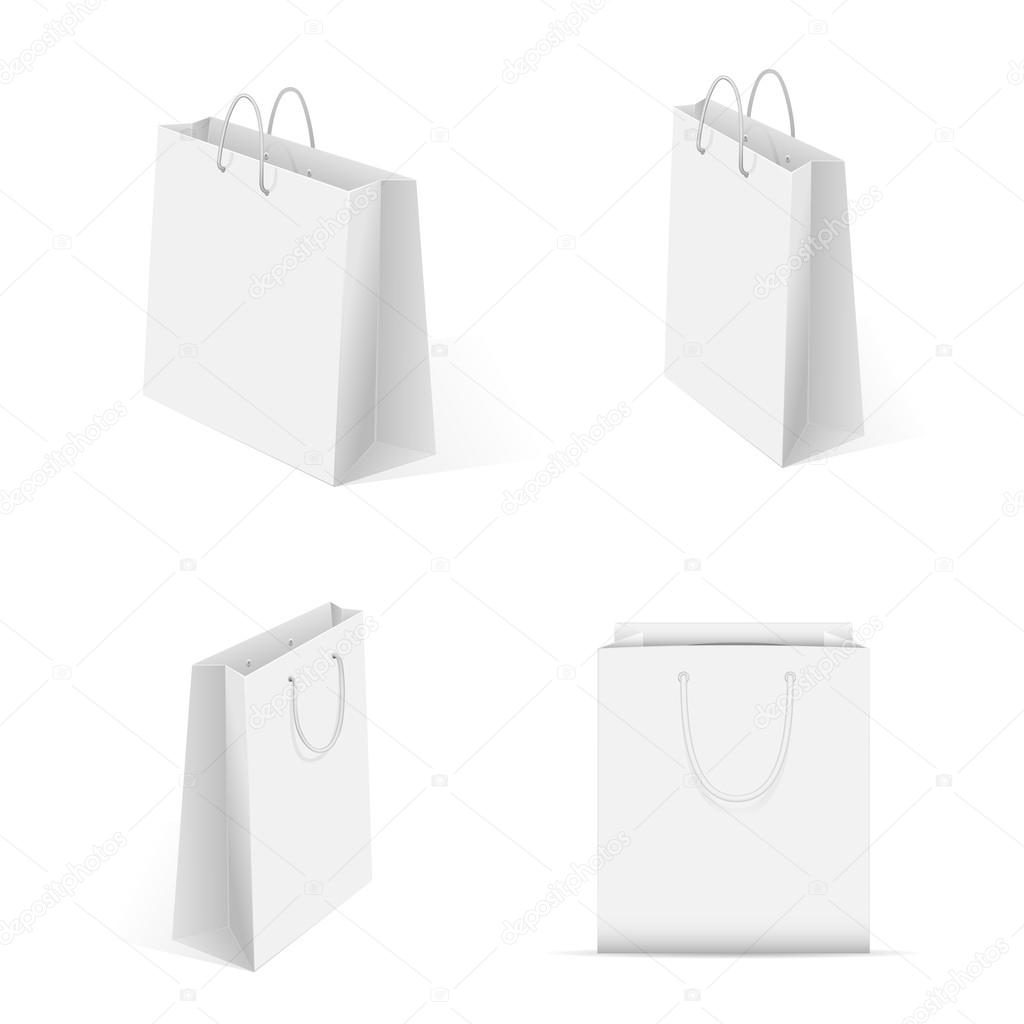 Set of white shopping bags