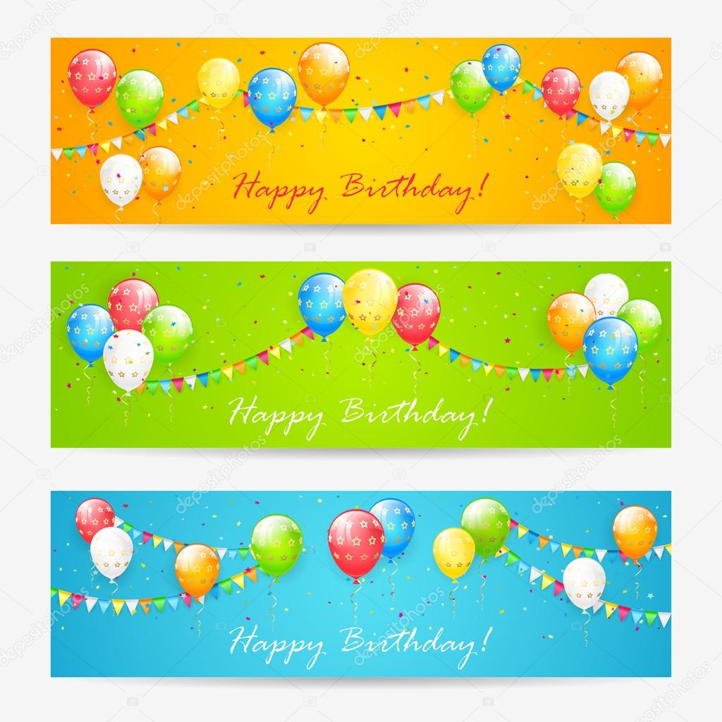 Colorful Birthday cards with balloons