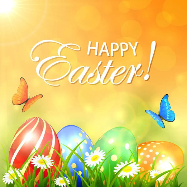 Abstrait fond de printemps avec des œufs de Pâques colorés — Image vectorielle