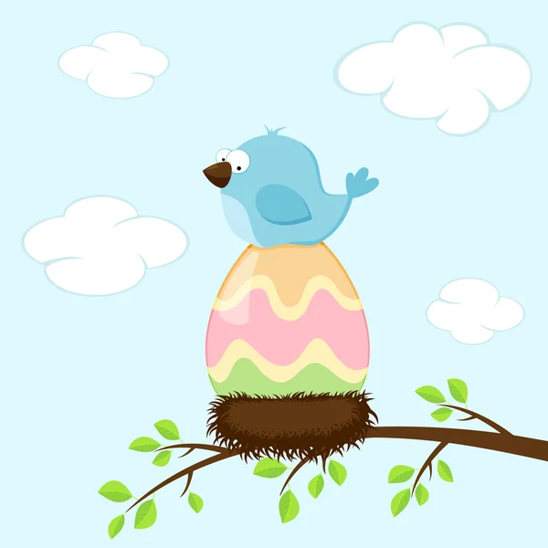 Vogel op Easter egg — Stockvector