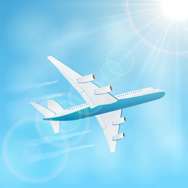 Plane in the blue sky — Stock Vector