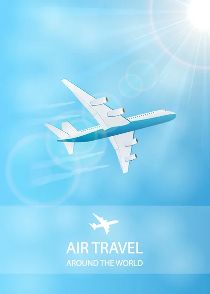 Fondo de viaje aéreo con avión — Vector de stock