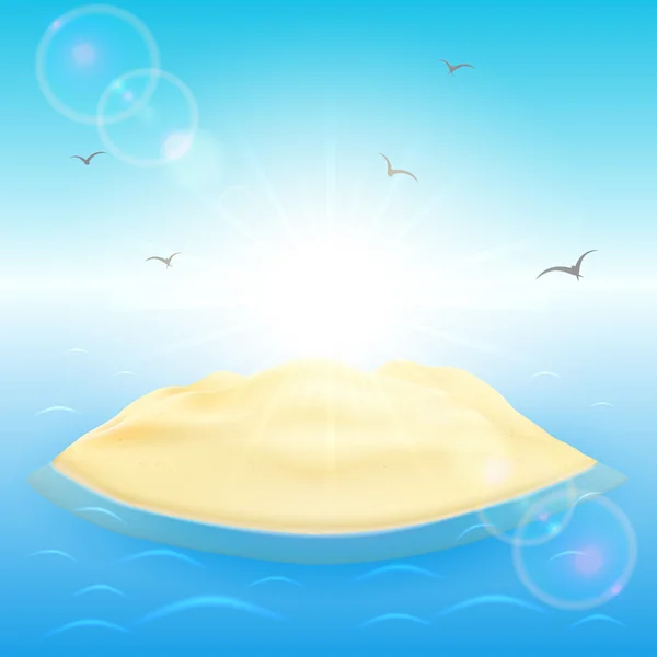 Île de sable dans l'océan — Image vectorielle