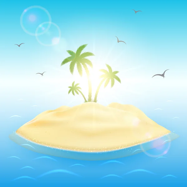 Palm island in ocean — Stock Vector