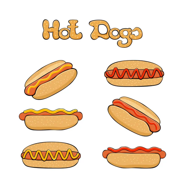 Sada Hot dogy — Stockový vektor
