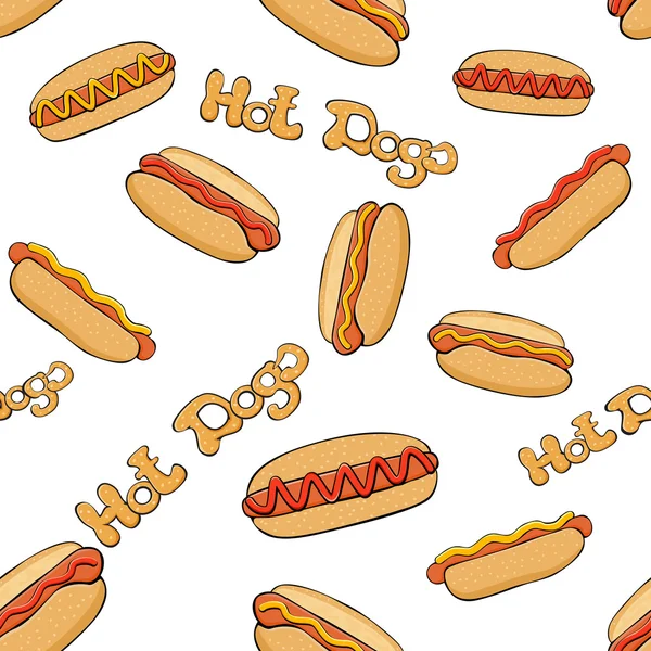 Hot dog bezešvé pozadí — Stockový vektor