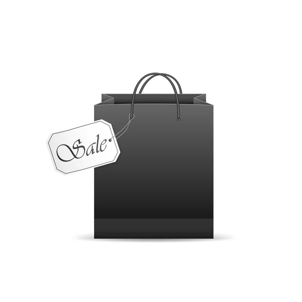 Satılık etiketli siyah alışveriş çantası — Stok Vektör