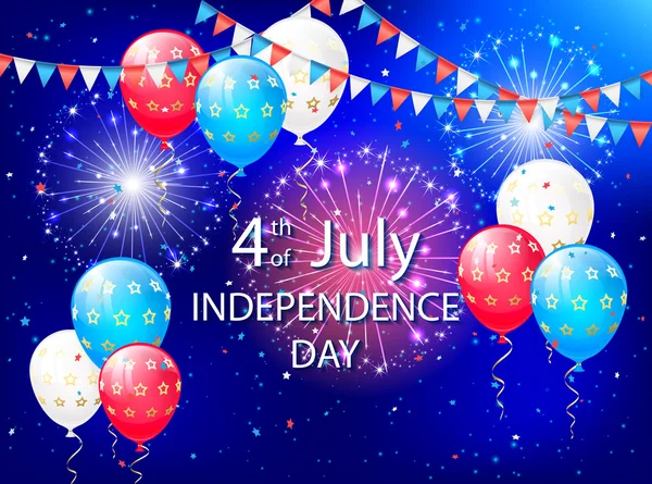 Dzień Niepodległości balony i nocne niebo — Wektor stockowy