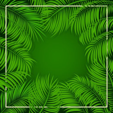 Yeşil arka plan üzerinde palmiye yaprakları