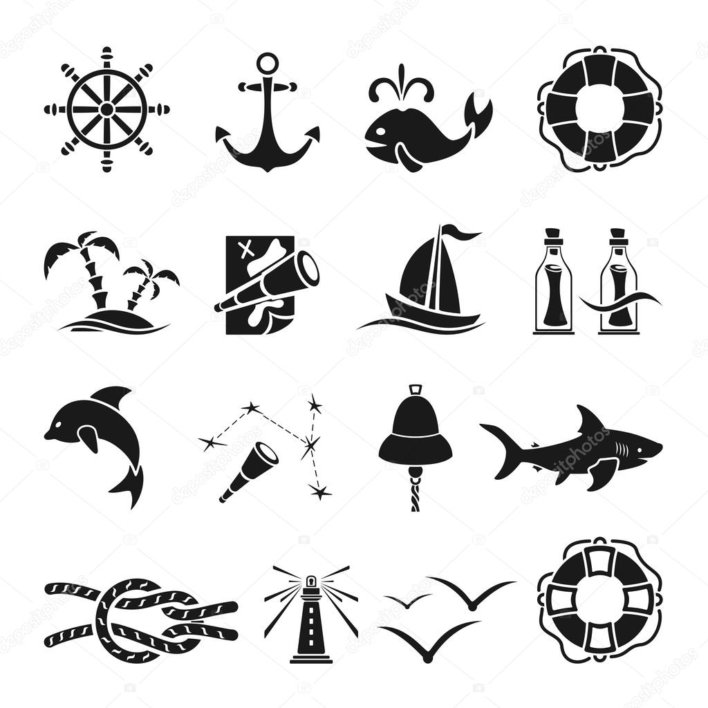 Black marine icons
