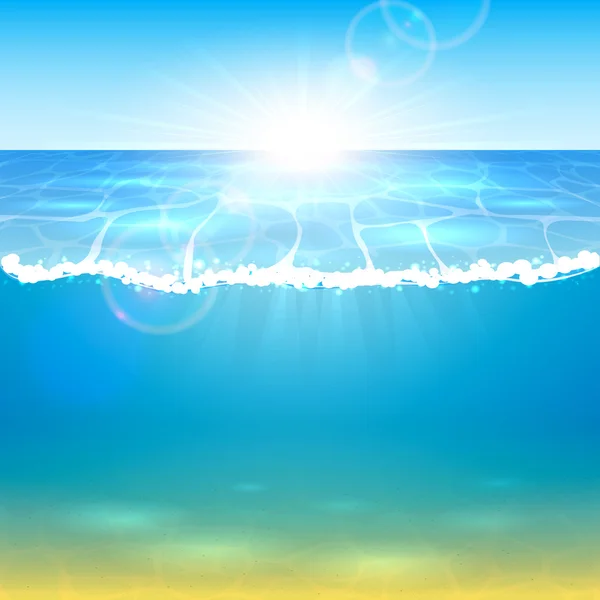 Oceaan en zon — Stockvector